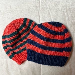 2 New Striped Knit Baby Hat